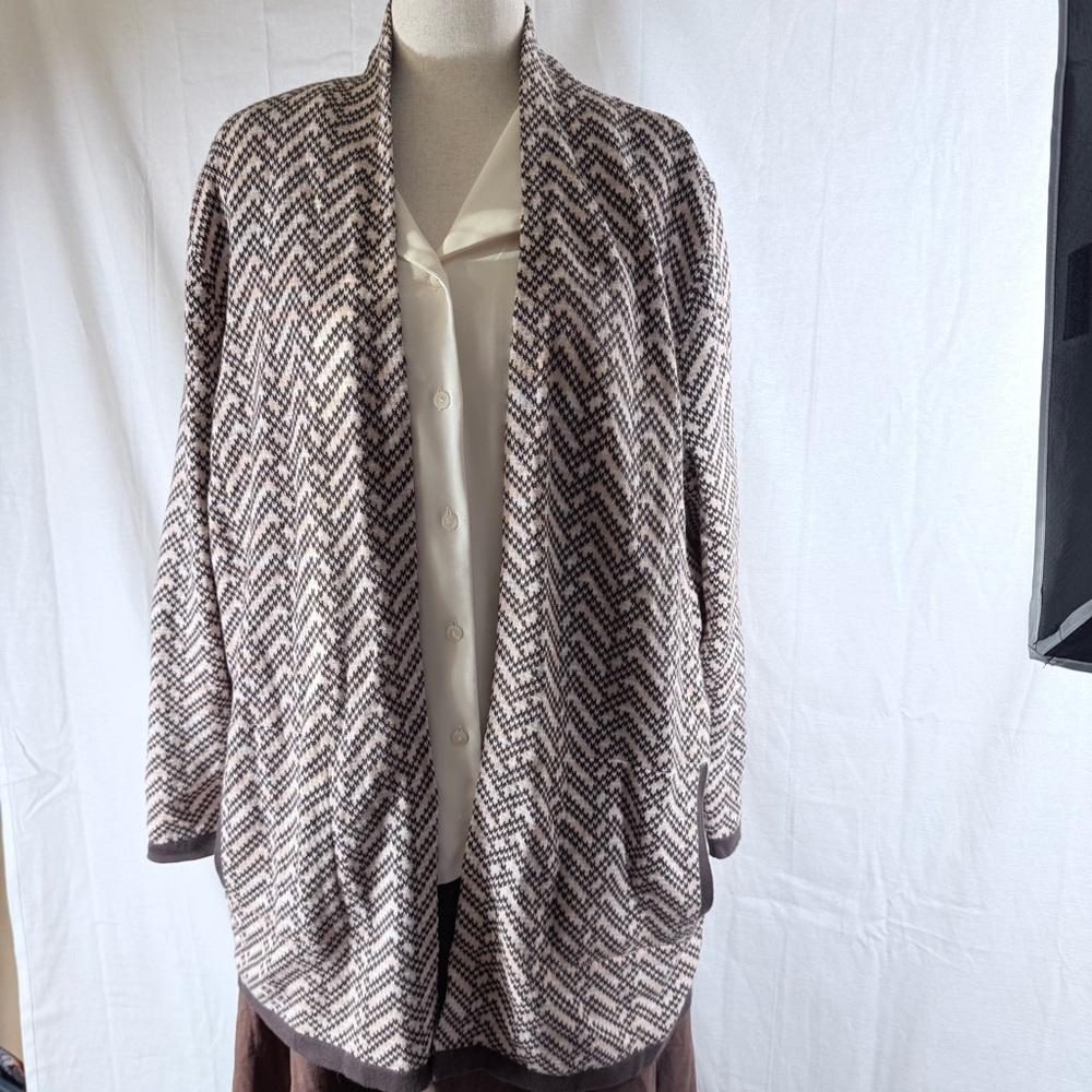 LANDS END CARDIGAN WOMEN SIZE‎ 2X BROWN BEIGE BLUSH  OVERSIZED
